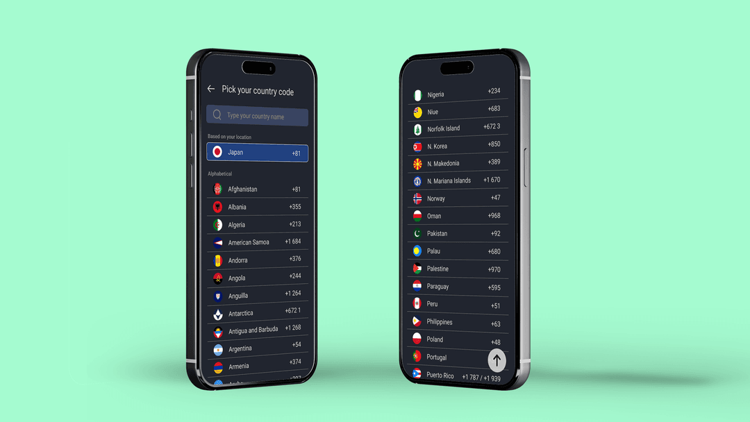 Country List Menu